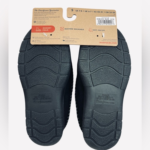 Dearfoams Thompson Memory Foam Indoor Outdoor Clog Slipper Black Size S (7-8) - Picture 7 of 9